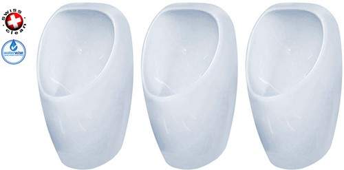 Waterless Urinal 3 x Ceramic Compact Urinal With Trap & ActiveCube.