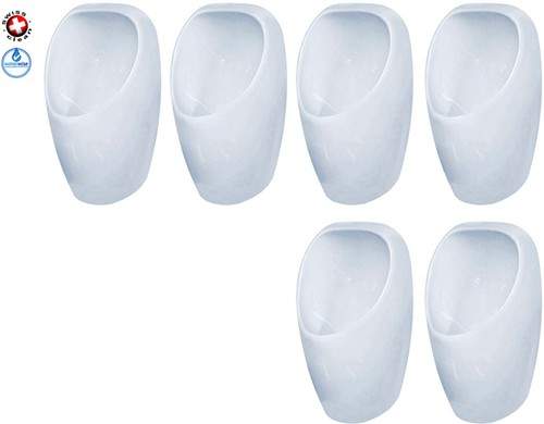Waterless Urinal 6 x Ceramic Compact Urinal With Trap & ActiveCube.