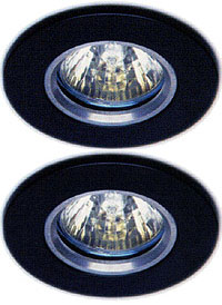 Lights 2 x Low voltage black halogen downlighter with lamps & transformers.