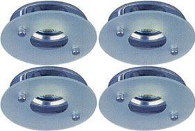 Lights 4 x Low voltage chrome & glass downlight with lamps & transformers.
