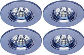 Lights 4 x Mains 240V polished chrome halogen downlighter with lamp.