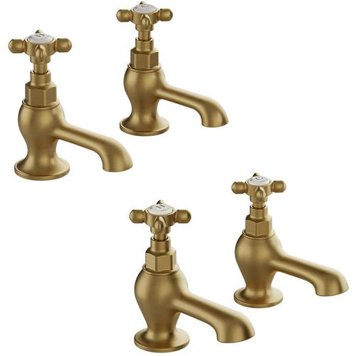 Vado Axbridge Basin & Bath Tap Pack With Crosshead Handles (Brushed Brass).