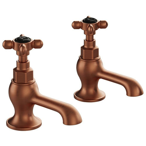 Vado Axbridge Basin Taps With Crosshead Handles (Brushed Bronze, Pair).