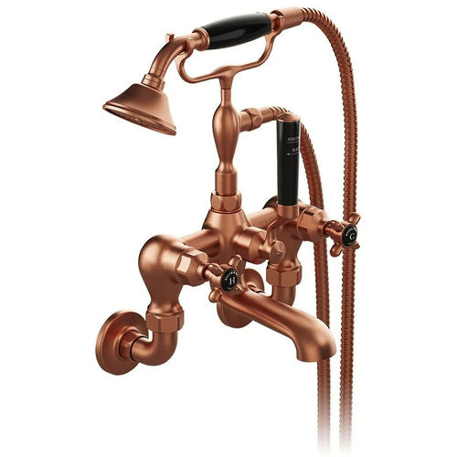 Vado Axbridge Wall-Mounted Bath Shower Mixer Tap With Crosshead Handles (Brushed Bronze).