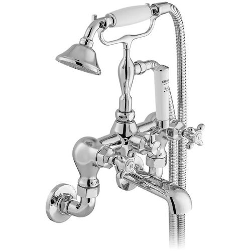 Vado Axbridge Wall-Mounted Bath Shower Mixer Tap With Crosshead Handles (Chrome).