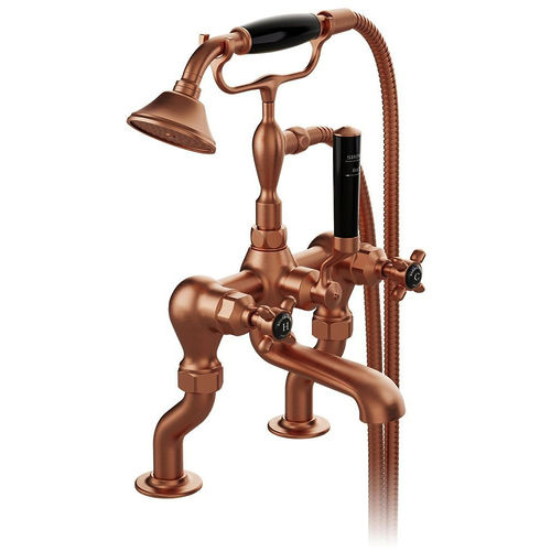 Vado Axbridge Bath Shower Mixer Tap With Crosshead Handles (Brushed Bronze).