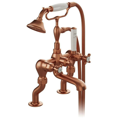 Vado Axbridge Bath Shower Mixer Tap With Crosshead Handles (Brushed Bronze).