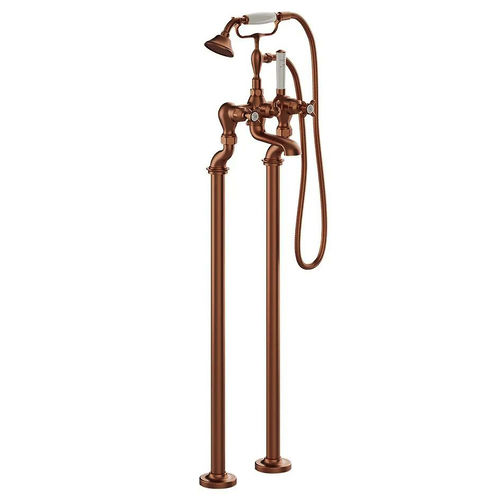 Vado Axbridge Freestanding Bath Shower Mixer Tap With Crosshead Handles (Brushed Bronze).