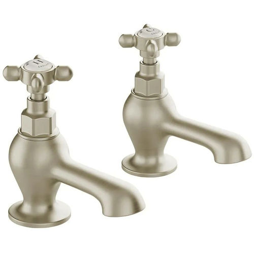 Vado Axbridge Bath Taps With Crosshead Handles (Brushed Nickel, Pair).
