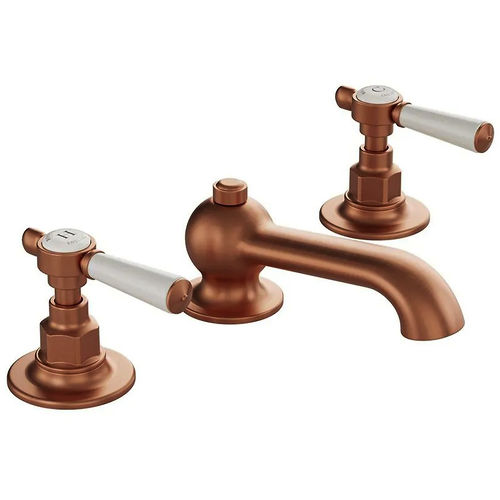 Vado Axbridge 3TH Basin Mixer Tap With Pop Up Waste & Lever Handles (Brushed Bronze).