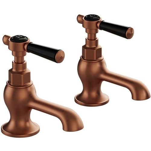 Vado Axbridge Basin Taps With Lever Handles (Brushed Bronze, Pair).