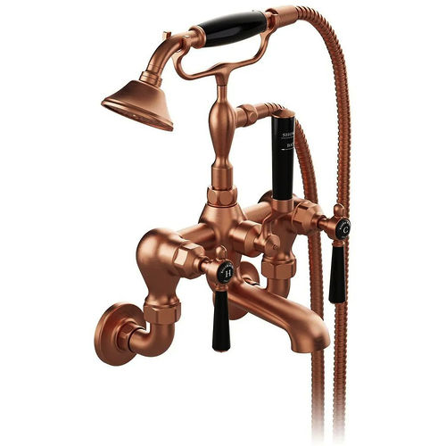 Vado Axbridge Wall-Mounted Bath Shower Mixer Tap With Lever Handles (Brushed Bronze).