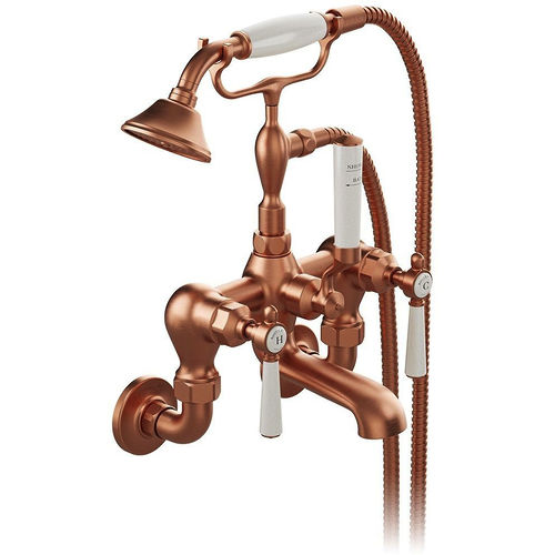 Vado Axbridge Wall-Mounted Bath Shower Mixer Tap With Lever Handles (Brushed Bronze).