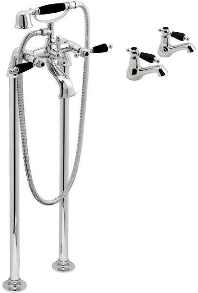 Vado Kensington Basin Taps & Floorstanding BSM Pack (Chrome & Black).