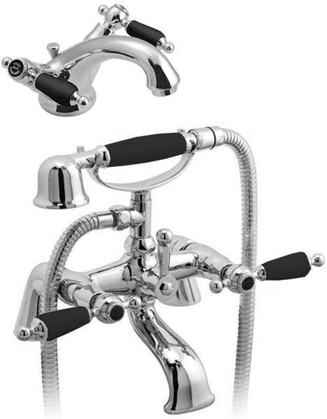 Vado Kensington Basin & Bath Shower Mixer Tap Pack (Chrome & Black).