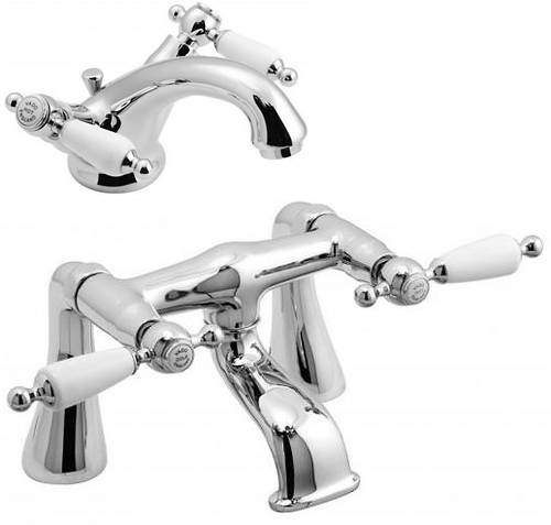 Vado Kensington Basin Mixer & Bath Filler Tap Pack (Chrome & White).