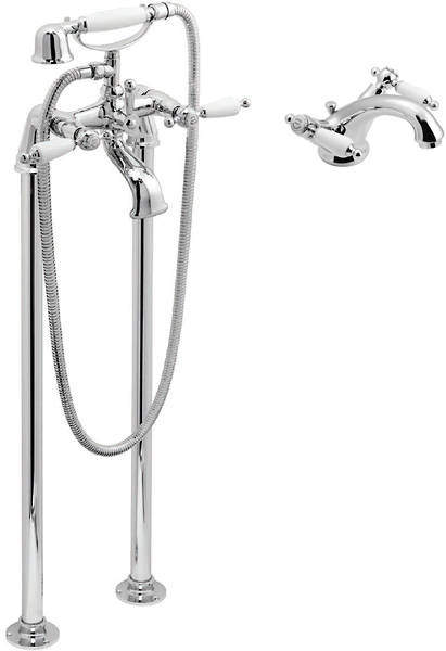 Vado Kensington Basin Mixer & Floorstanding BSM Tap Pack (Chrome & White).