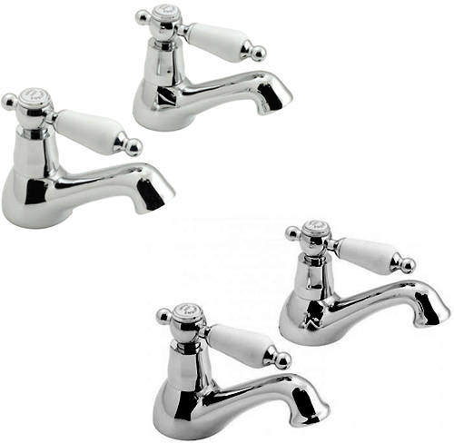 Vado Kensington Basin & Bath Taps Pack (Chrome & White).