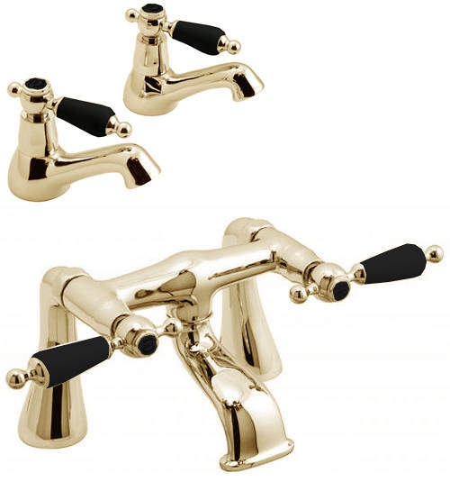 Vado Kensington Basin & Bath Filler Tap Pack (Gold & Black).