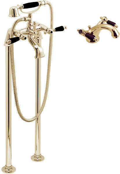 Vado Kensington Basin Mixer & Floorstanding BSM Tap Pack (Gold & Black).