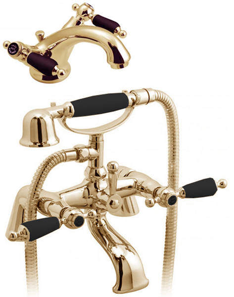 Vado Kensington Basin & Bath Shower Mixer Tap Pack (Gold & Black).