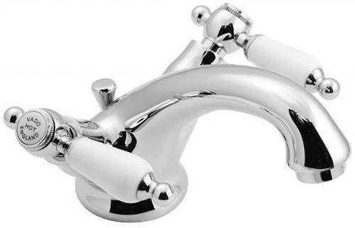 Vado Kensington Basin Mixer Tap With Pop Up Waste (Chrome & White).