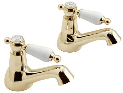 Vado Kensington Pillar Basin Taps (Gold & White).