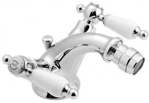 Vado Kensington Bidet Mixer Tap With Pop Up Waste (Chrome & White).