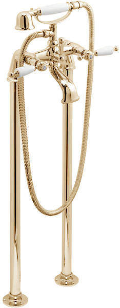 Vado Kensington Floor Mounted Bath Shower Mixer Tap (Gold & White).