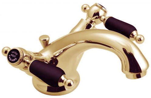 Vado Kensington Basin Mixer Tap With Pop Up Waste (Gold & Black).