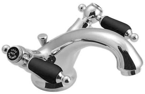 Vado Kensington Basin Mixer Tap With Pop Up Waste (Chrome & Black).