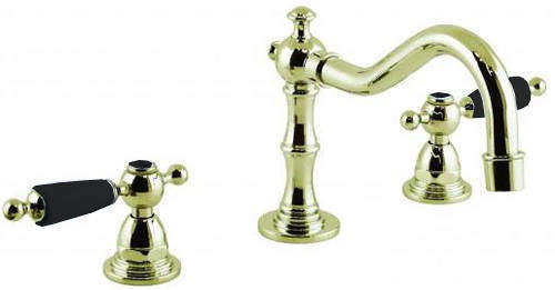 Vado Kensington 3 Hole Basin Mixer Tap (Gold & Black).