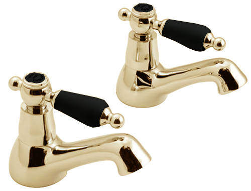 Vado Kensington Pillar Basin Taps (Gold & Black).