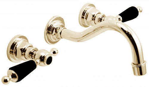 Vado Kensington Wall Mounted 3 Hole Basin Mixer Tap (Gold & Black).