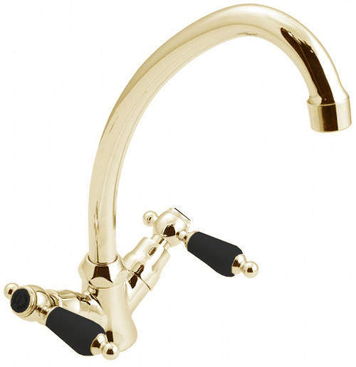 Vado Kensington Kitchen Mixer Tap With Swivel Spout (Gold & Black).