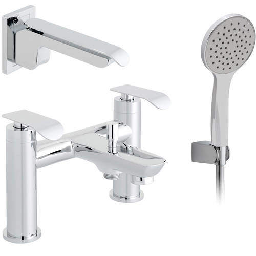 Vado Kovera Bath Shower Mixer & Wall Mounted Basin Tap Pack (Chrome).