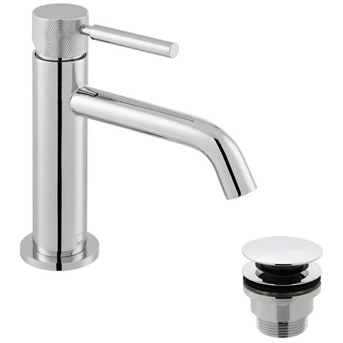 Vado Origins Slimline Mono Basin Mixer Tap With Knurled Accents & Waste (Chrome).