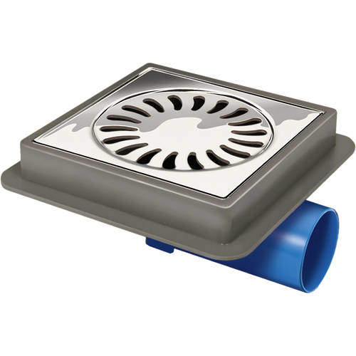 VDB Shower Drains ABS Plastic Shower Drain 150x150mm (Steel Grate).