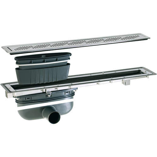 VDB Vinyl Drains Shower Channel Drain (700x100mm, Stainless Steel Grating).