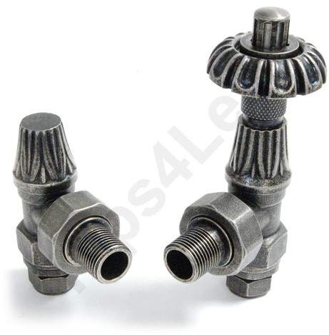 Crown Radiator Valves Thermostatic Angled Radiator Valves (Pewter).