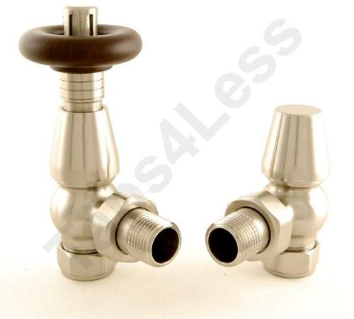 Crown Radiator Valves Thermostatic Angled Radiator Valves (S Nickel).