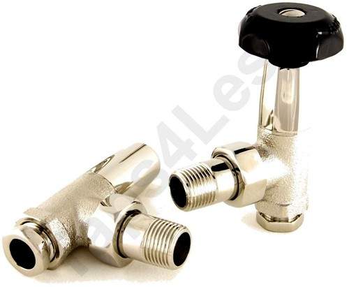 Crown Radiator Valves Bradley 1/2" Angled Radiator Valves (Nickel).