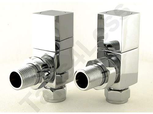 Crown Radiator Valves Cubex Angled Radiator Valves (Chrome).