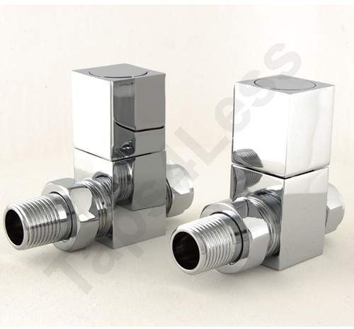 Crown Radiator Valves Cubex Straight Radiator Valves (Chrome).