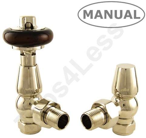 Crown Radiator Valves Eton Thermostatic Angled Radiator Valves (Nickel).