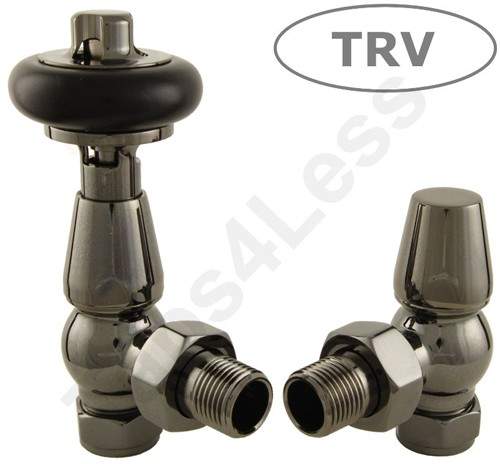 Crown Radiator Valves Thermostatic Angled Radiator Valves (B Nickel).