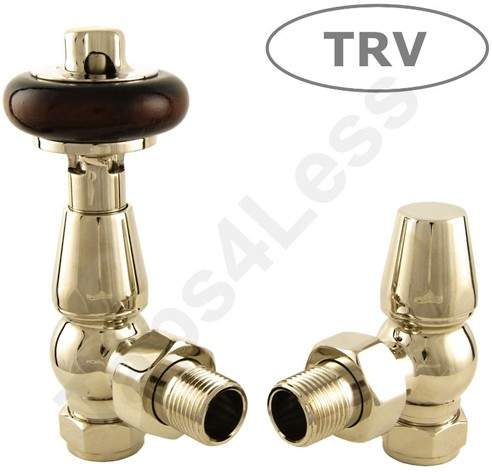 Crown Radiator Valves Thermostatic Angled Radiator Valves (Nickel).