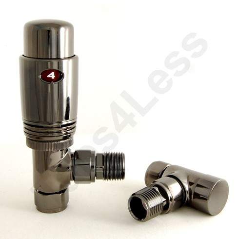 Crown Radiator Valves Thermostatic Angled Radiator Valves (B Nickel).