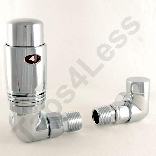 Crown Radiator Valves Thermostatic Corner Radiator Valves (Chrome).