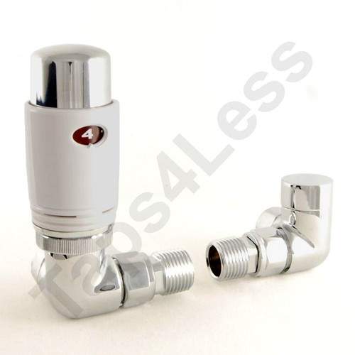 Crown Radiator Valves Thermostatic Corner Radiator Valves (White).